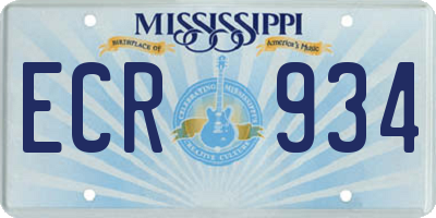 MS license plate ECR934