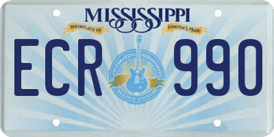 MS license plate ECR990
