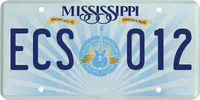 MS license plate ECS012