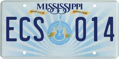 MS license plate ECS014