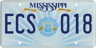 MS license plate ECS018