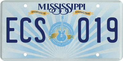 MS license plate ECS019