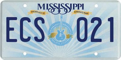 MS license plate ECS021