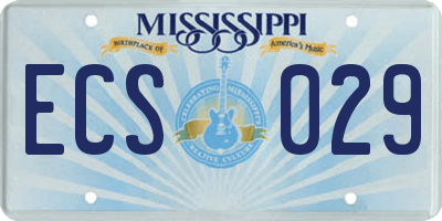 MS license plate ECS029