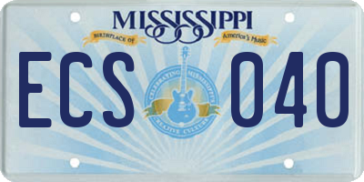 MS license plate ECS040