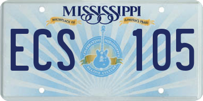 MS license plate ECS105