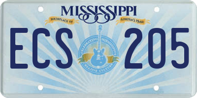MS license plate ECS205