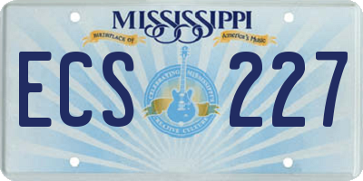 MS license plate ECS227