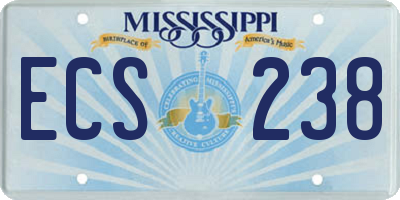 MS license plate ECS238