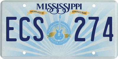 MS license plate ECS274