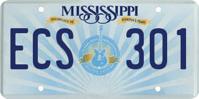 MS license plate ECS301