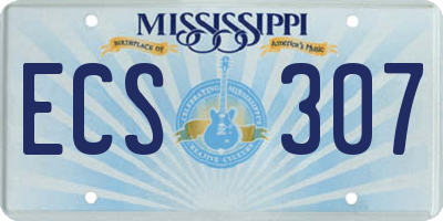 MS license plate ECS307