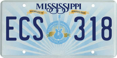 MS license plate ECS318