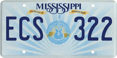 MS license plate ECS322