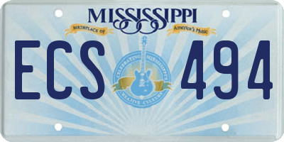 MS license plate ECS494