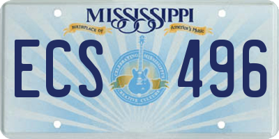 MS license plate ECS496