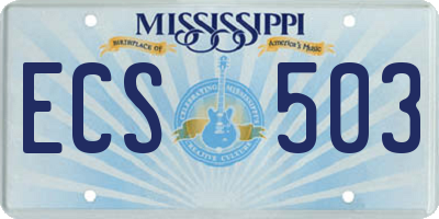 MS license plate ECS503
