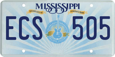 MS license plate ECS505