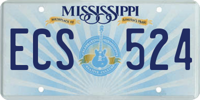 MS license plate ECS524
