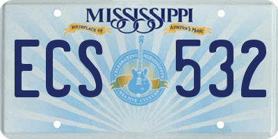 MS license plate ECS532
