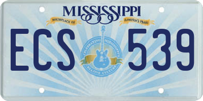 MS license plate ECS539