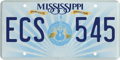 MS license plate ECS545