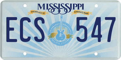 MS license plate ECS547