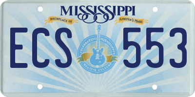MS license plate ECS553