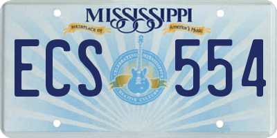 MS license plate ECS554