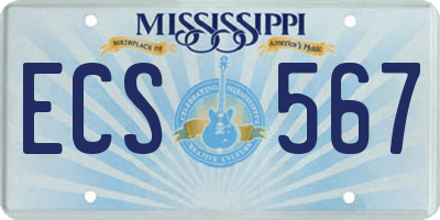 MS license plate ECS567