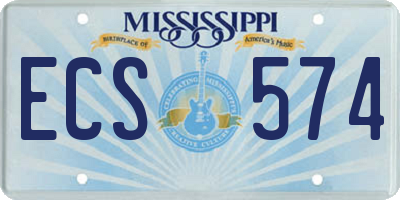 MS license plate ECS574