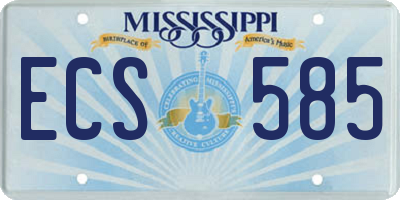 MS license plate ECS585