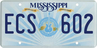 MS license plate ECS602