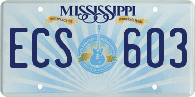 MS license plate ECS603