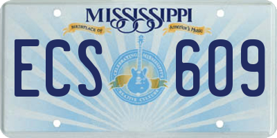 MS license plate ECS609