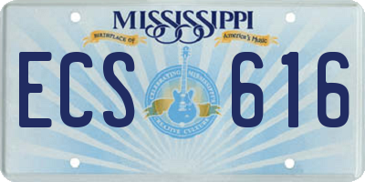 MS license plate ECS616