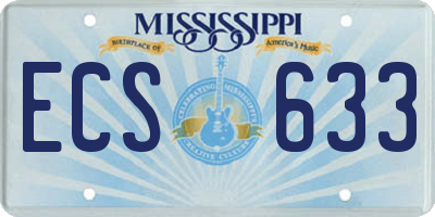 MS license plate ECS633