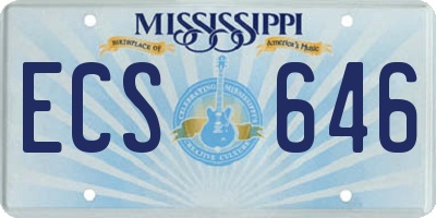 MS license plate ECS646