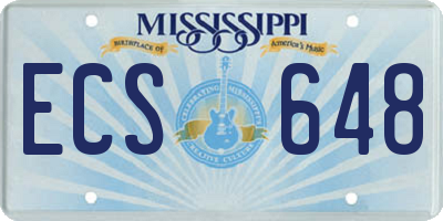 MS license plate ECS648