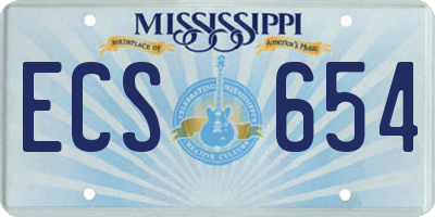 MS license plate ECS654