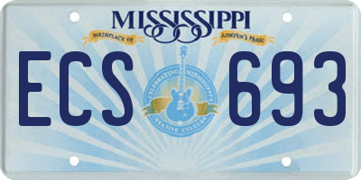 MS license plate ECS693