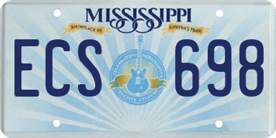 MS license plate ECS698