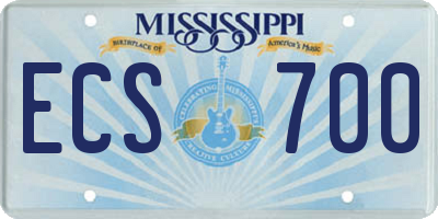 MS license plate ECS700