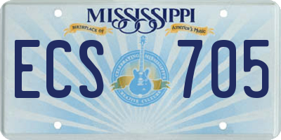 MS license plate ECS705
