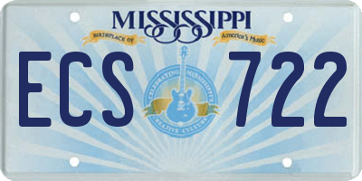 MS license plate ECS722