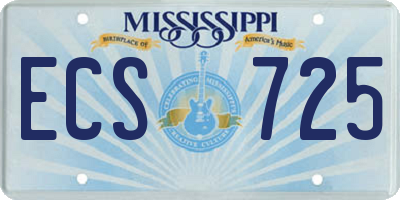MS license plate ECS725