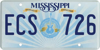 MS license plate ECS726