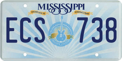 MS license plate ECS738