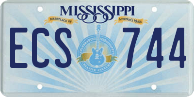MS license plate ECS744