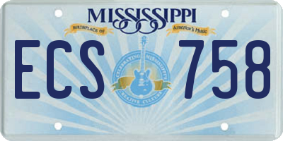 MS license plate ECS758